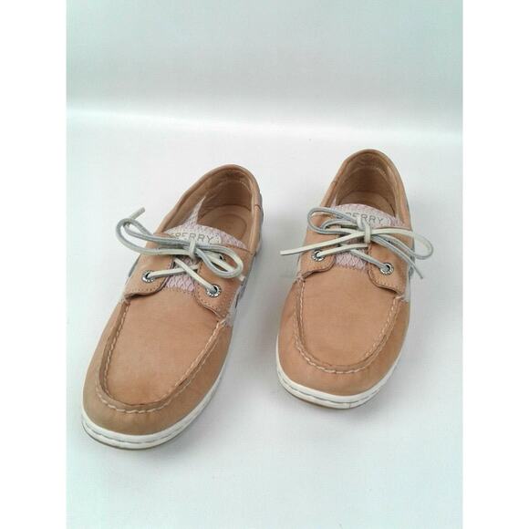 Sperry Top-siders Womens Lace Up Fawn Color w/Pink Ventilated Inserts Size 8M - Picture 2 of 8